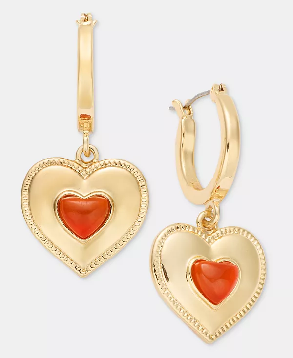 

Серьги-Кольца с подвесками в виде каменных сердец, эксклюзив от Macy's On 34Th, red