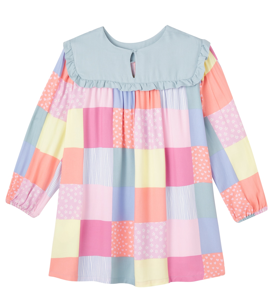 Платье из лоскутного твила Stella McCartney Kids, Multicolor/Multicolor — фото 4