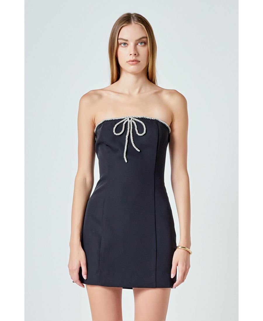 

Женское мини-платье-топ с бантом из страз endless rose, Black