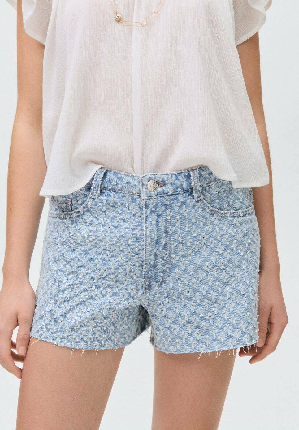 

Джинсовые шорты TEXTURES Mango Kids, светло-голубой