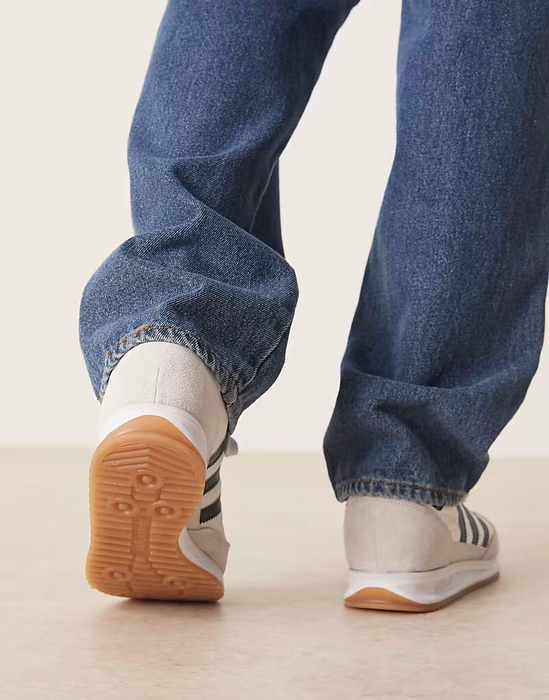Кроссовки Adidas Originals SL 72 RS белого и темно-зеленого цвета — фото 3