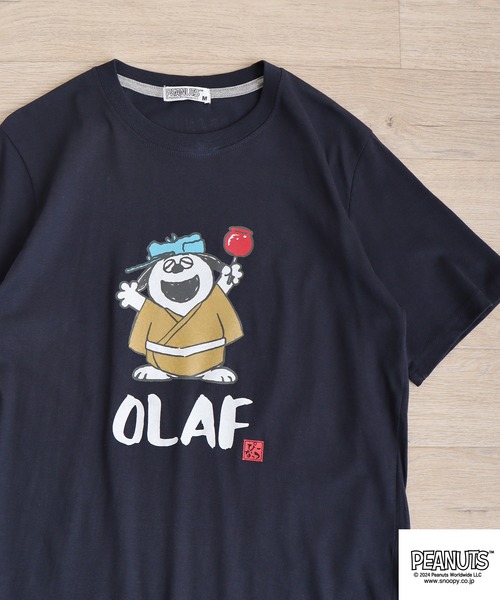 

Футболка с коротким рукавом, японский принт PEANUTS, темно-синий