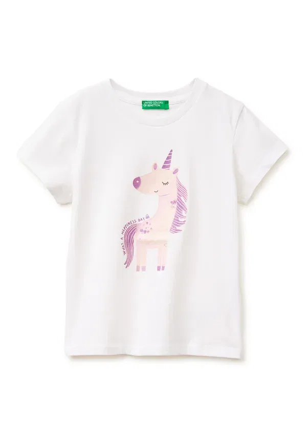 Футболка с принтом и блестками United Colors Of Benetton, белый