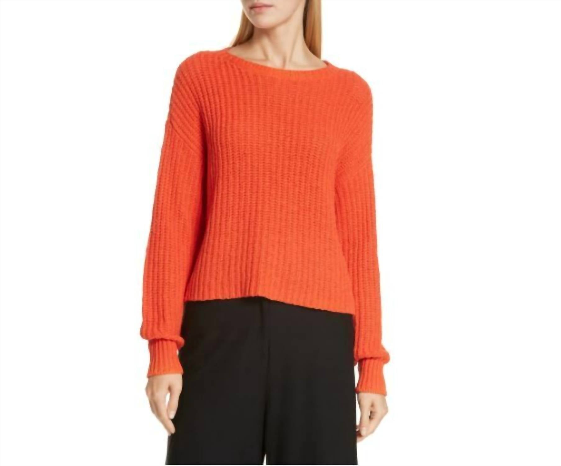 

Свободный свитер Shaker из органического хлопка в рубчик оранжевого цвета Eileen Fisher
