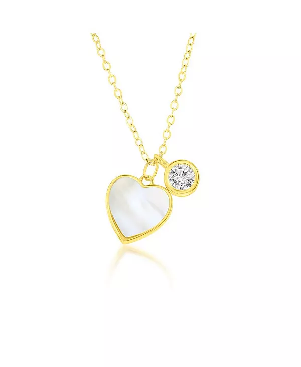 

Серебряное ожерелье в форме сердца с фианитами в оправе из стерлингового серебра Caribbean Treasures, gold