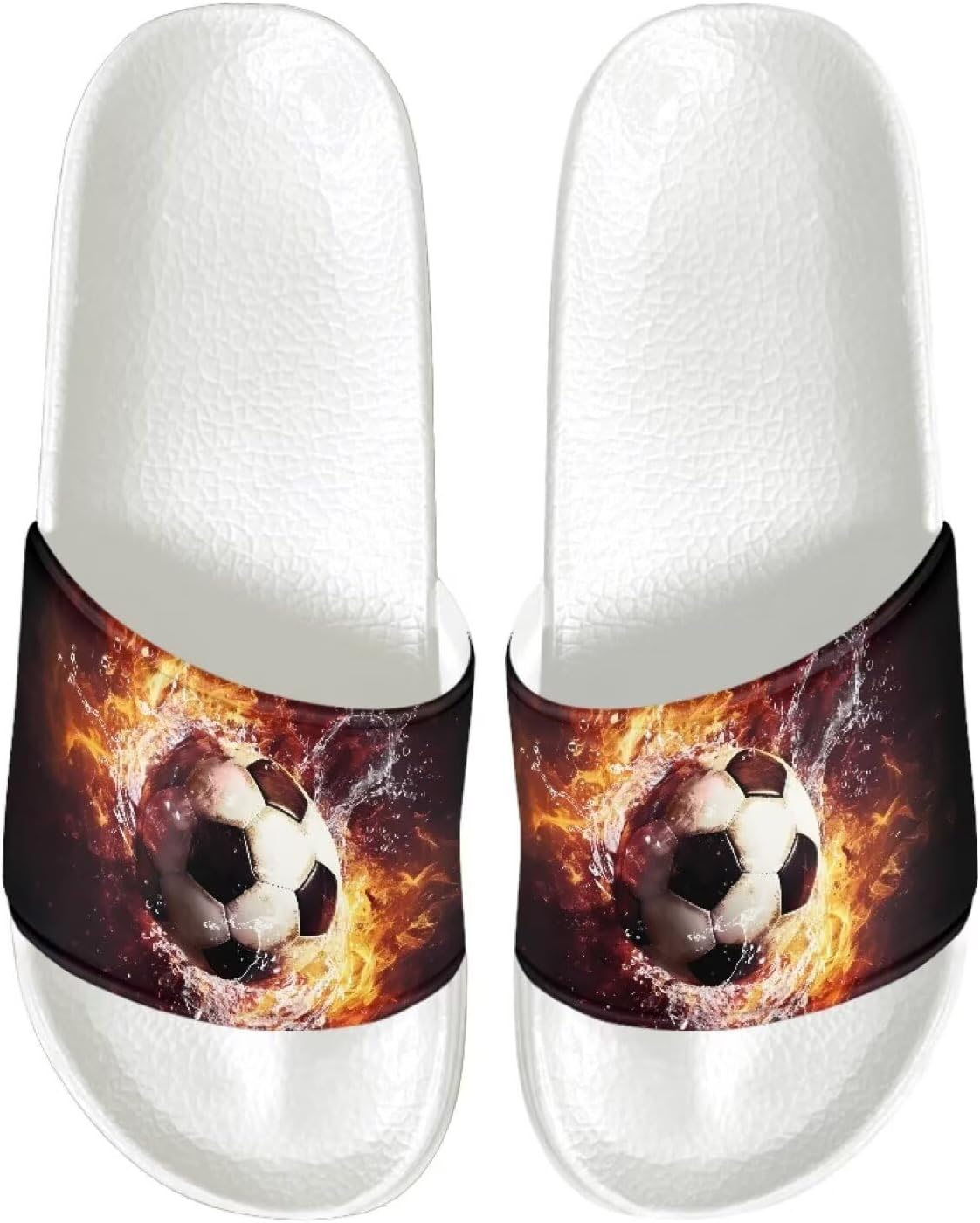 

Мужские шлепанцы с плоской подошвой, нескользящие, быстро сохнущие, для душа, для ванной комнаты, для улицы и дома Jrysaedy, Flame Football