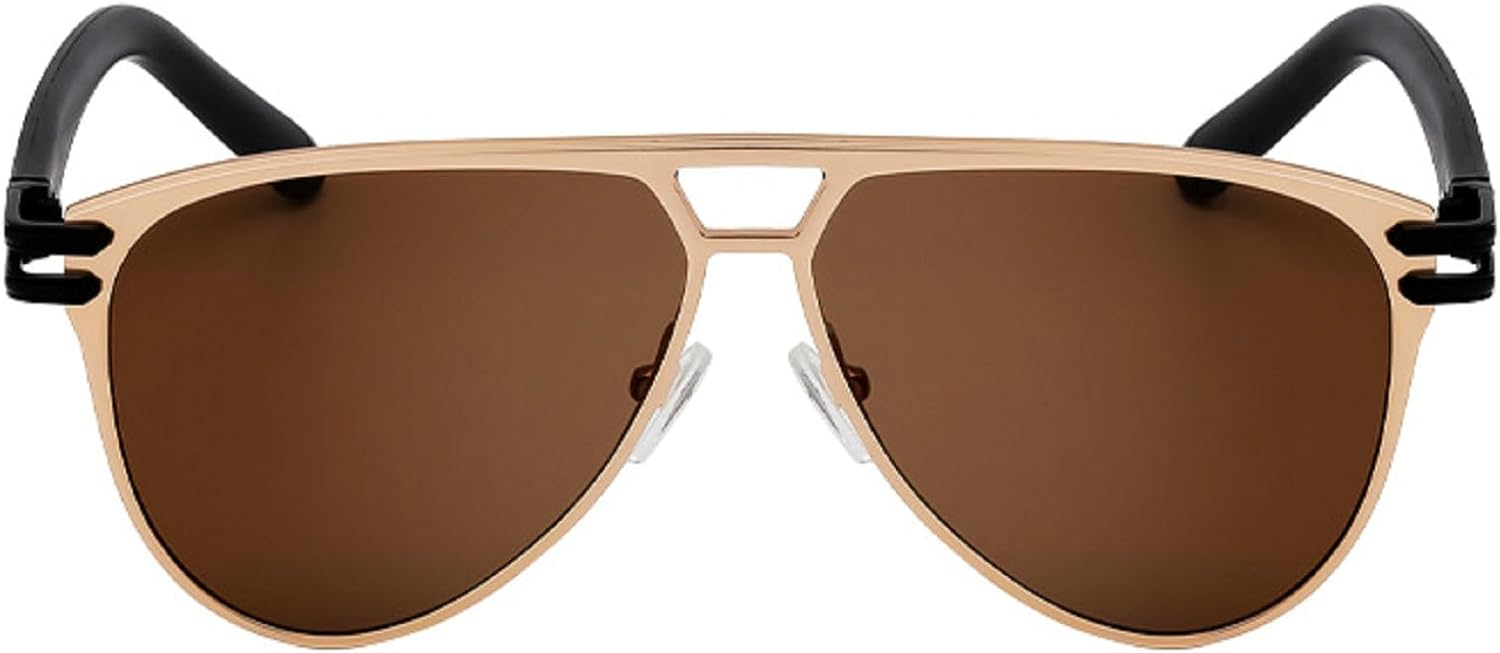 

Мужские солнцезащитные очки с двойной перемычкой, овальной формы, винтажные женские солнцезащитные очки-пилот, металлические солнцезащитные очки в стиле пилотских очков mincl, Brown