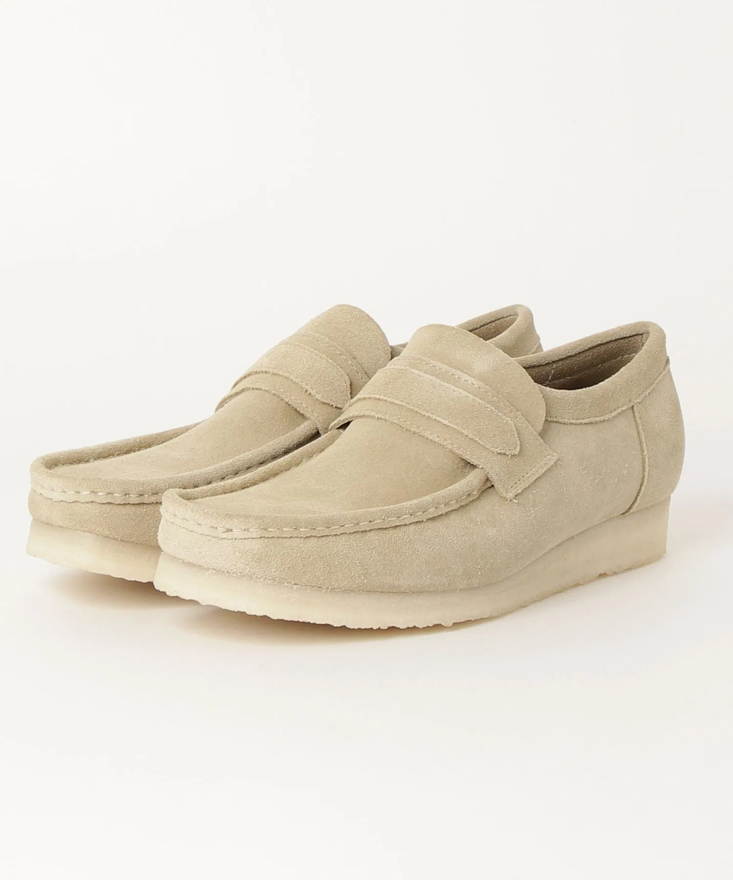 Мужские кожаные лоферы Clarks Wallabee Maple бежевые