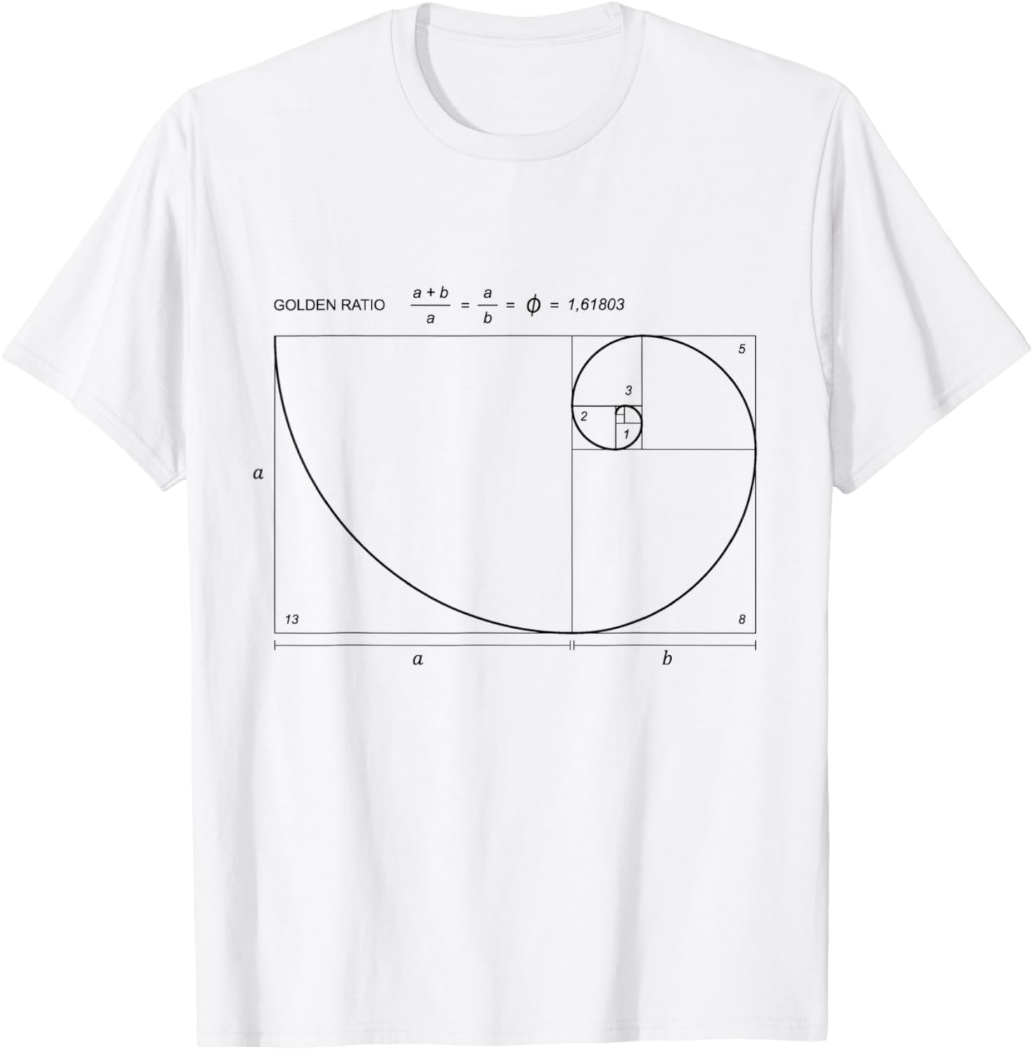 

Футболка с изображением золотого сечения Фибоначчи, бело-черная Sacred Geometry Fibonacci Designs & Ideas