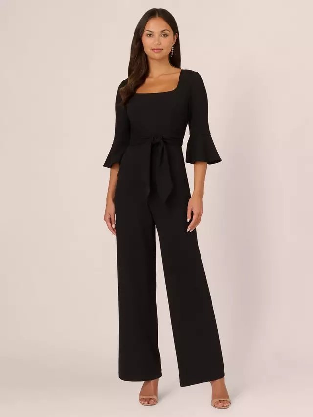 

Комбинезон Adrianna Papell Knit Crepe Tie Front, черный