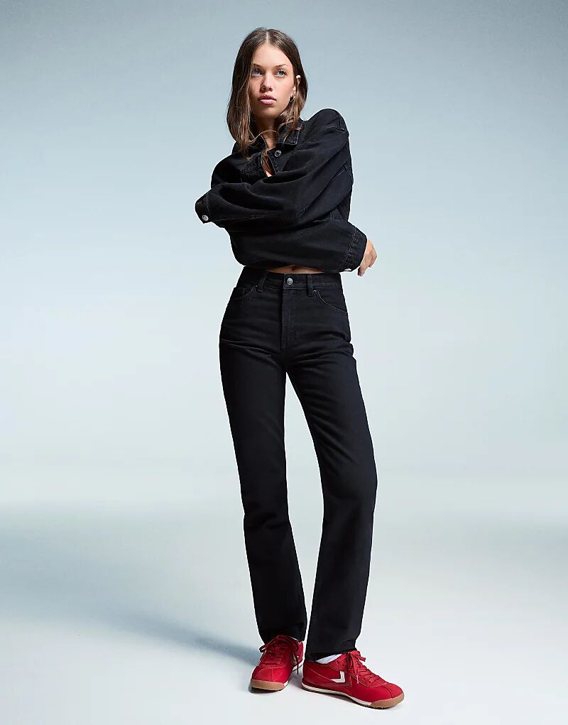 

Джинсы Bershka Straight fit черного цвета