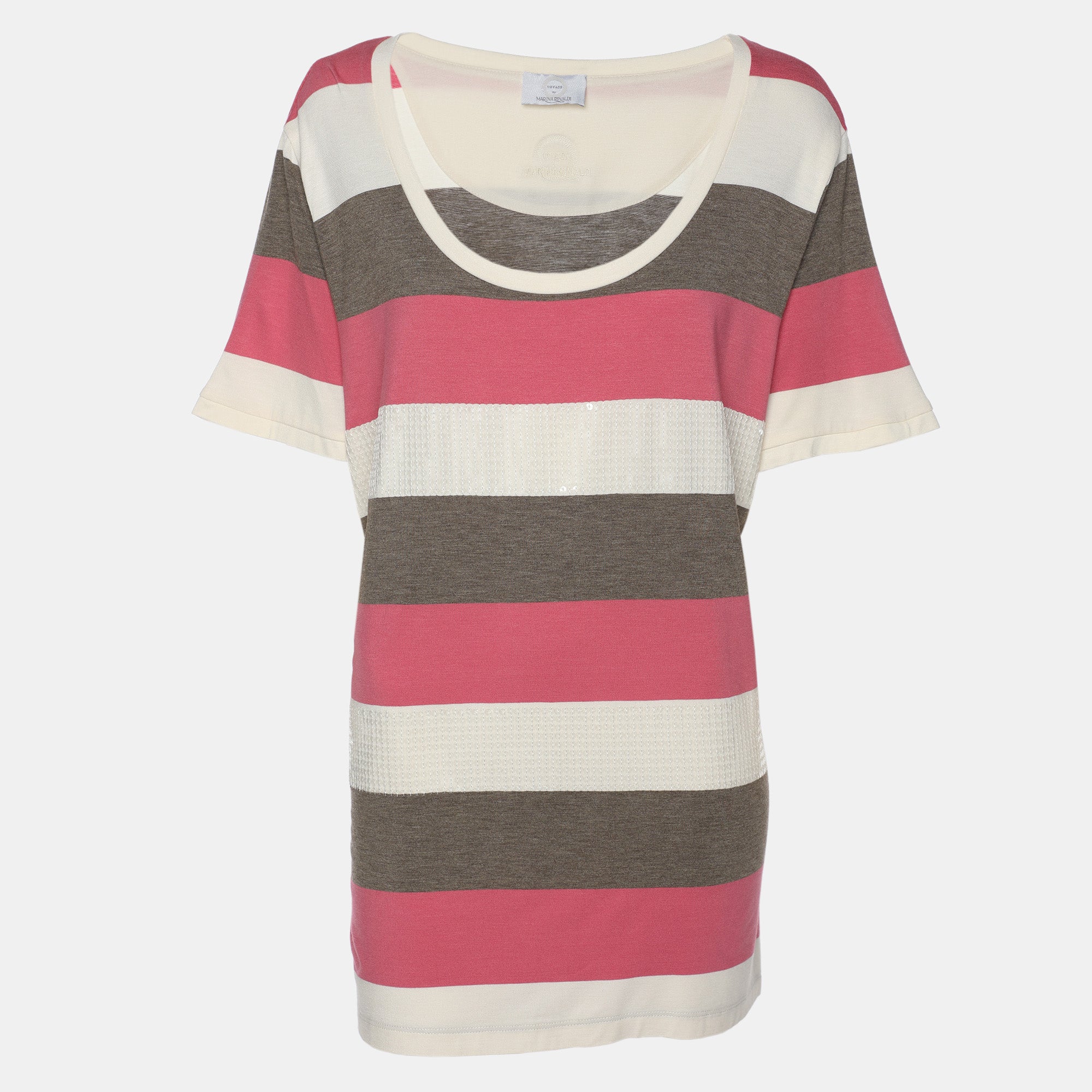 

Хлопковые топы в разноцветную полоску с пайетками от Voyage By Marina Rinaldi