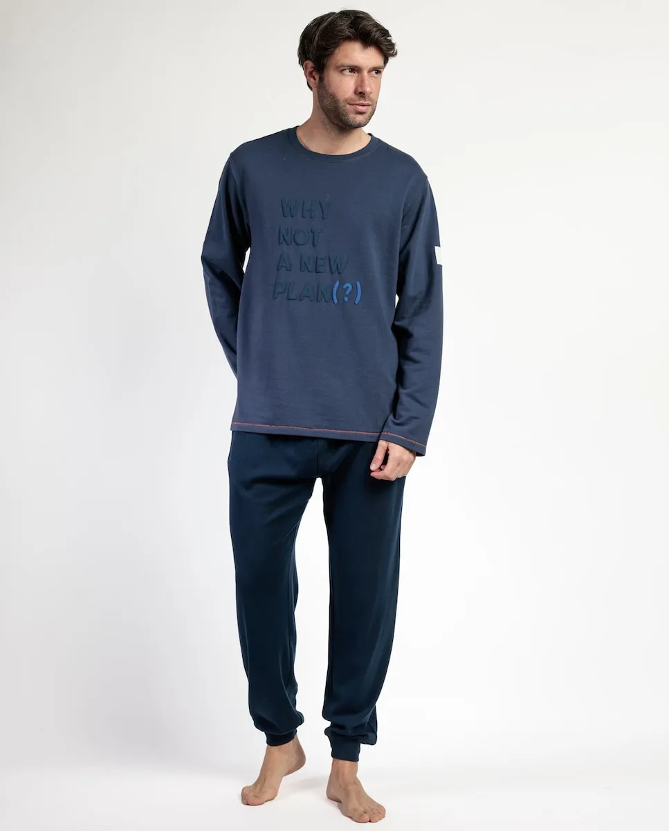 

Длинная мужская пижама из синего флисового материала Admas, синий