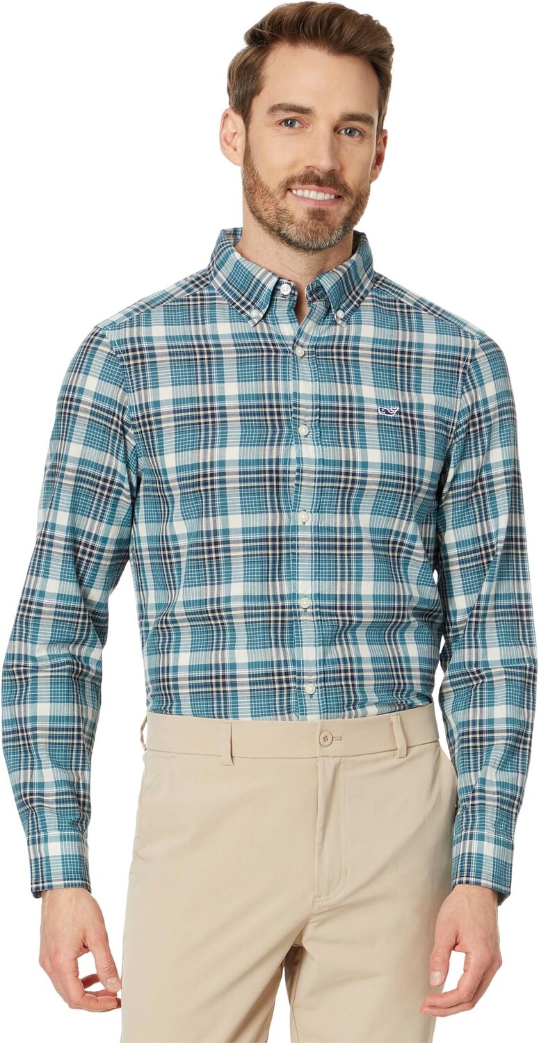 

Рубашка Vineyard Vines Plaid Madras Whale Shirt, цвет Mallard Blue Plaid