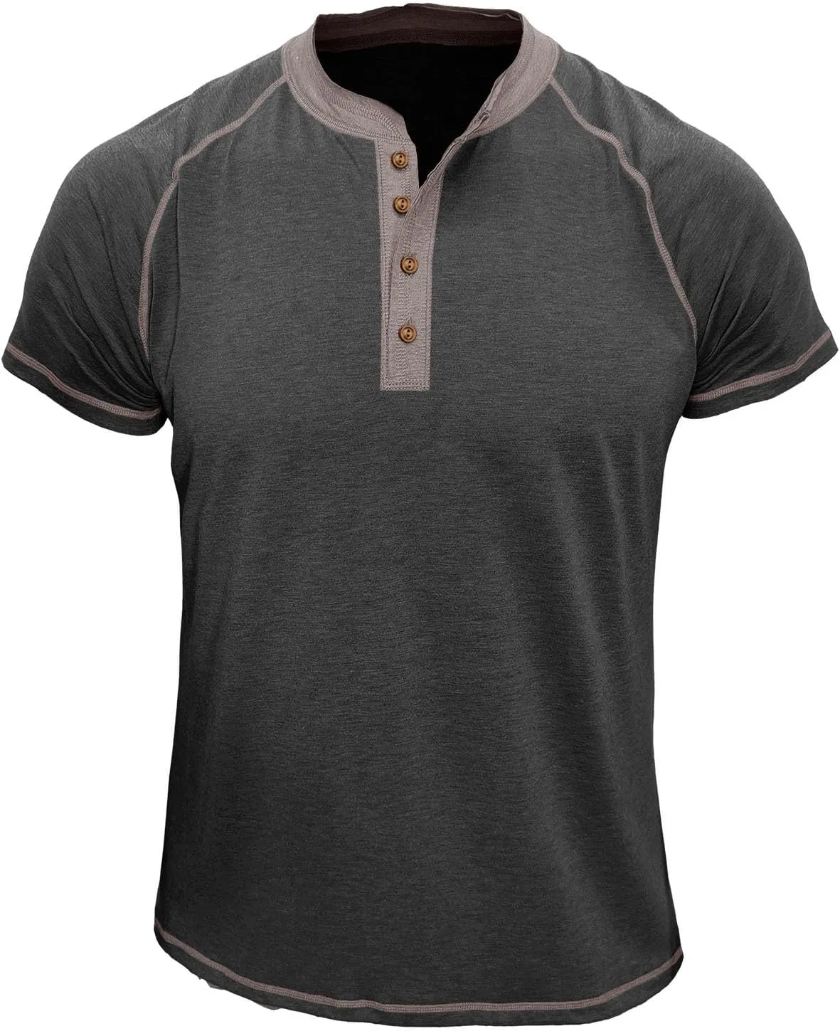 Футболка с коротким рукавом и пуговицами, Men's, A01_dark Gray