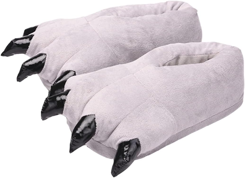 

Тапочки YUDISHOES для женщин и мужчин, тапочки с животными, тапочки в виде лап динозавра, плюшевые зимние домашние хлопковые тапочки, серый