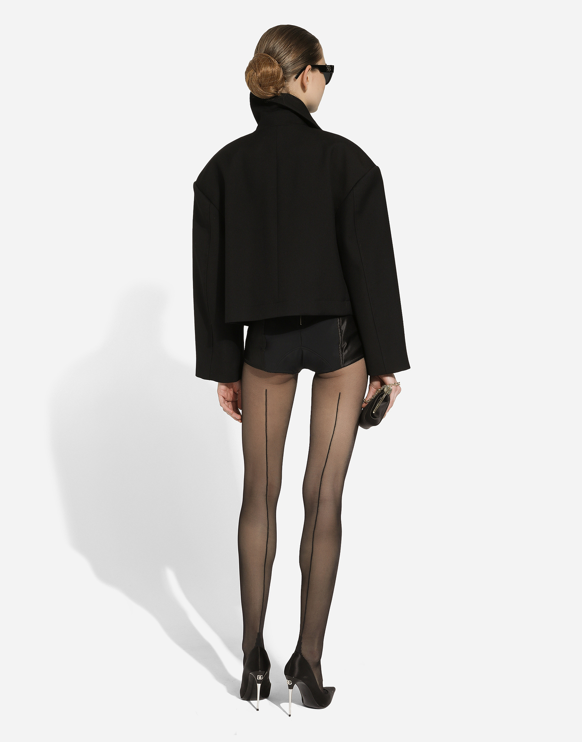 Короткая oversize куртка из шерстяного габардина Dolce & Gabbana, черный — фото 4