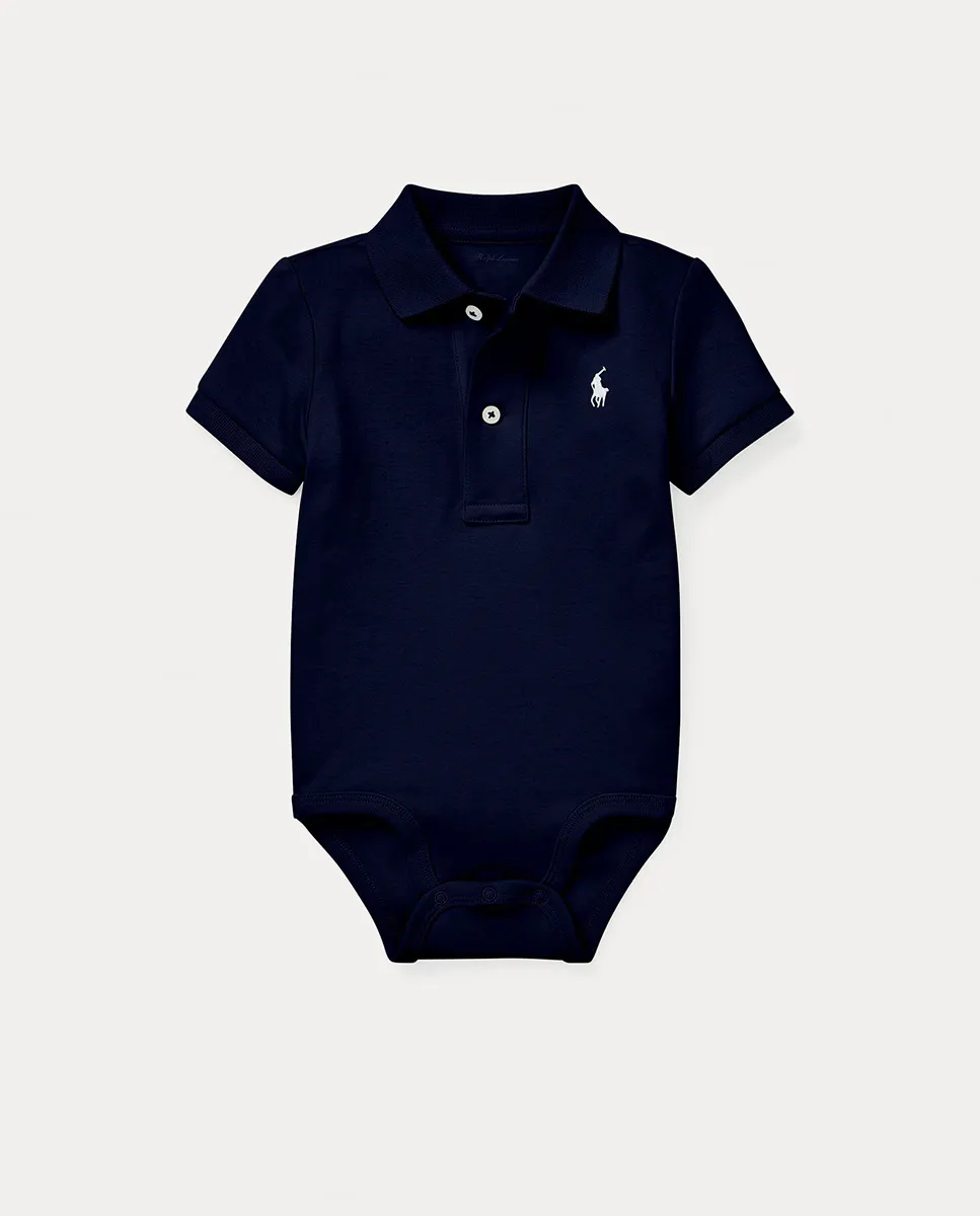 

Детский боди для мальчика из хлопка с лошадкой Polo Ralph Lauren, темно-синий