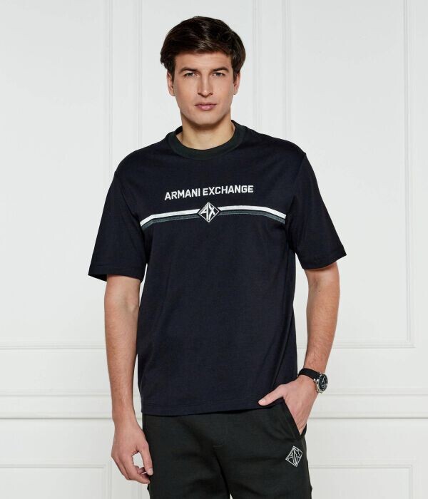 

Футболка мужская Armani Exchange с полосой и логотипом, синий