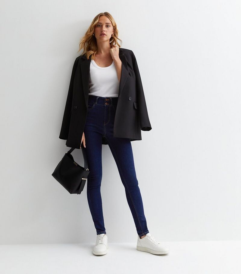 

Джинсы скинни New Look Lift & Shape Yazmin с высокой талией, темно-синий