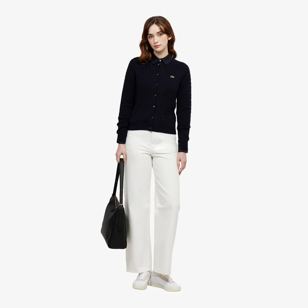 Джинсы Lacoste Essential широкого кроя, женские, белые — фото 4