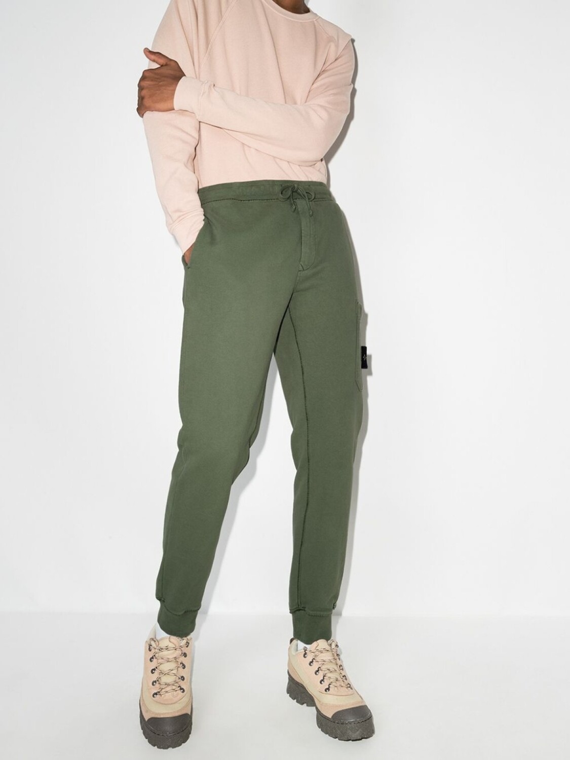 Stone Island зауженные спортивные брюки с кулиской, зеленый — фото 2
