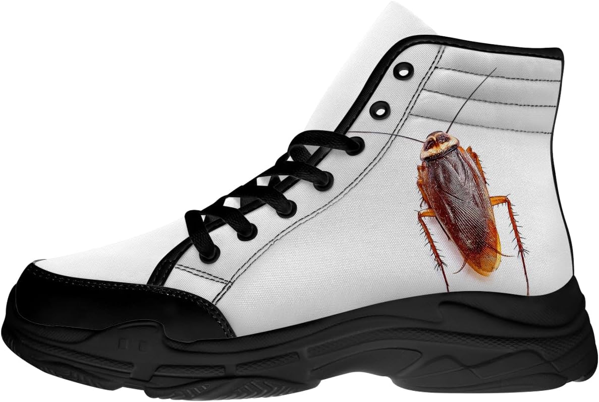 

Кеды на высокой подошве с рисунком таракана для мужчин, тканевые туфли на шнуровке с платформой, забавные подарки для него, папы Generic, белый/черный/коричневый