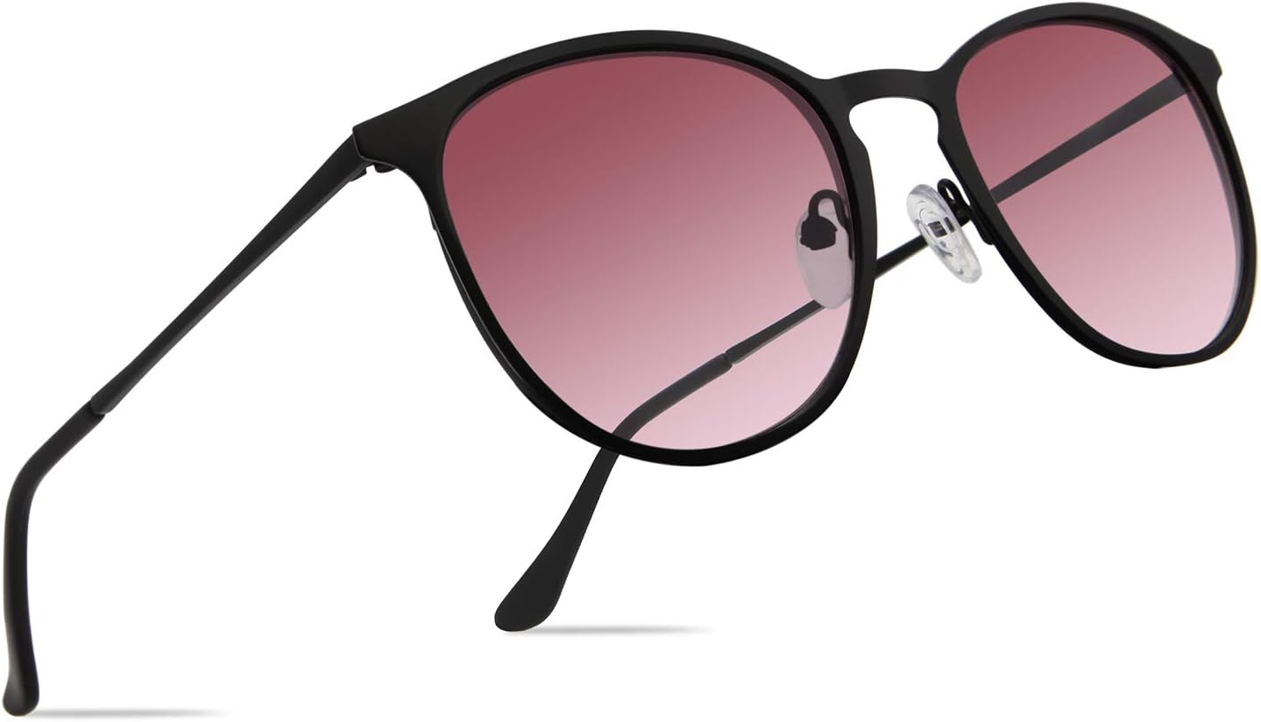 

Классические круглые солнцезащитные очки в стиле ретро с защитой от ультрафиолета UV400, металлической оправой, модель FW1006 (черная оправа C6/фиолетово-красные линзы) FaceWear, C6 Black Frame / Purple Red Lens