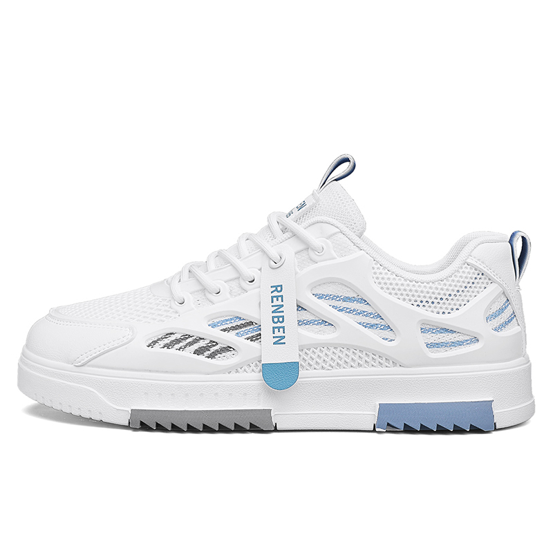 

RENBEN Нескользящие, легкие и дышащие низкие кроссовки для скейтбординга, мужские, белые, синие