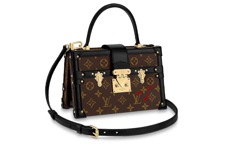 

LOUIS VUITTON Маленький чемодан из ткани с кожаной отделкой Жесткая коробчатая сумка Ручная сумка через плечо Коричневый