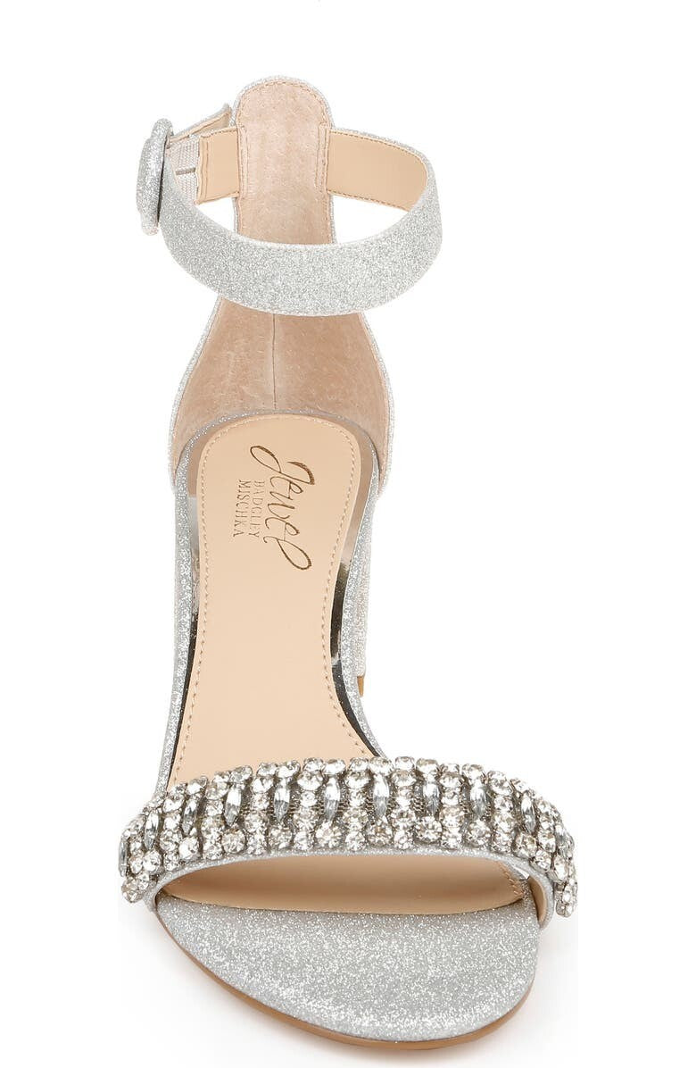 Женские босоножки Badgley Mischka James с блестками, серебристые, блочный каблук, высота 7,5 см, ZPO3597 Jewel Badgley Mischka — фото 4