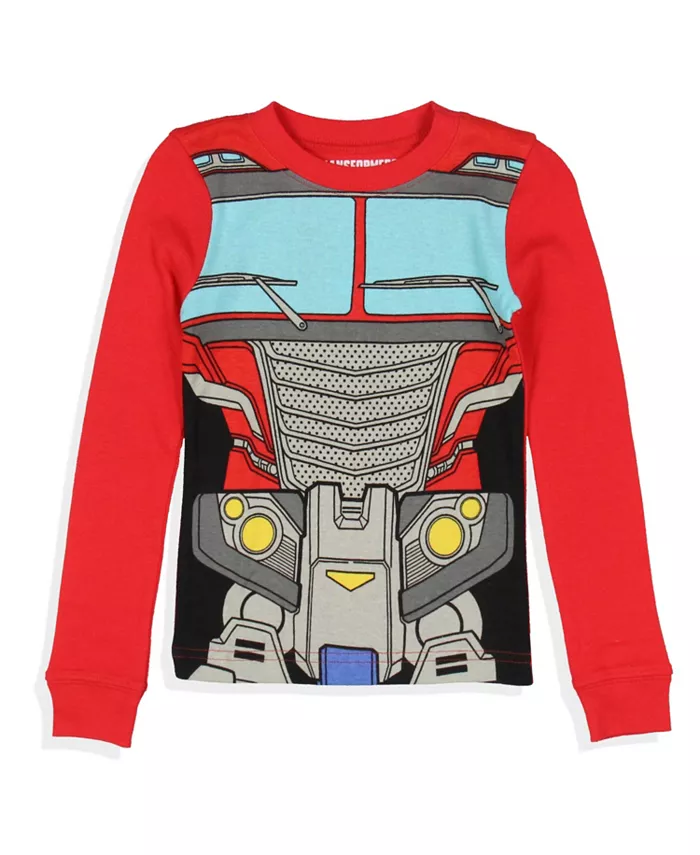 Детский комплект пижамы с длинными рукавами Optimus Prime для мальчиков, 2 предмета, облегающий крой Transformers, красный — фото 3