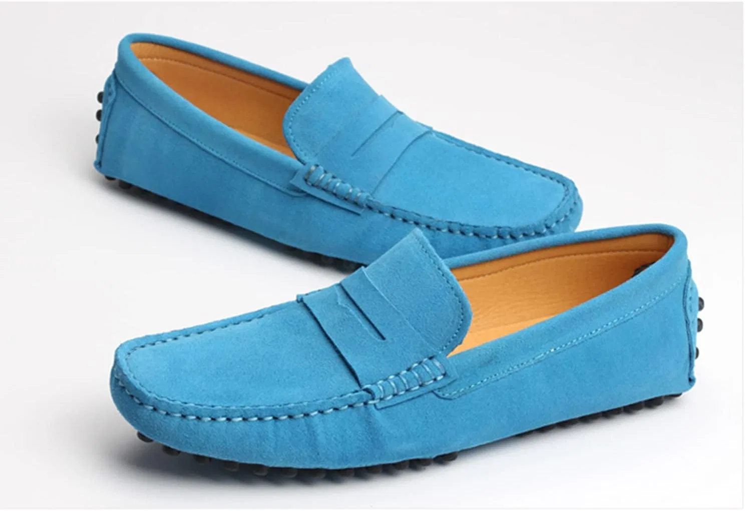 Мокасины замшевые мужские повседневные Loafers, небесно-голубой LITNERMIA — фото 4