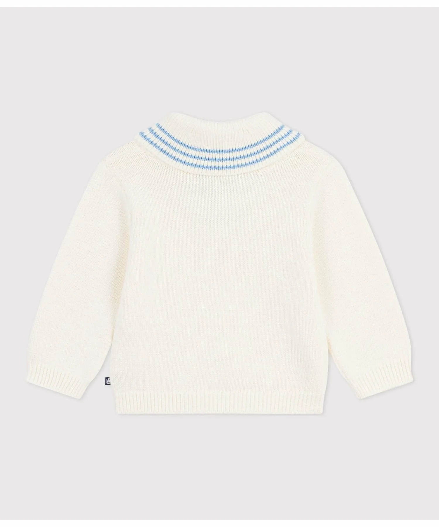 Вязаный пуловер с воротником-шалью PETIT BATEAU, Off white — фото 4