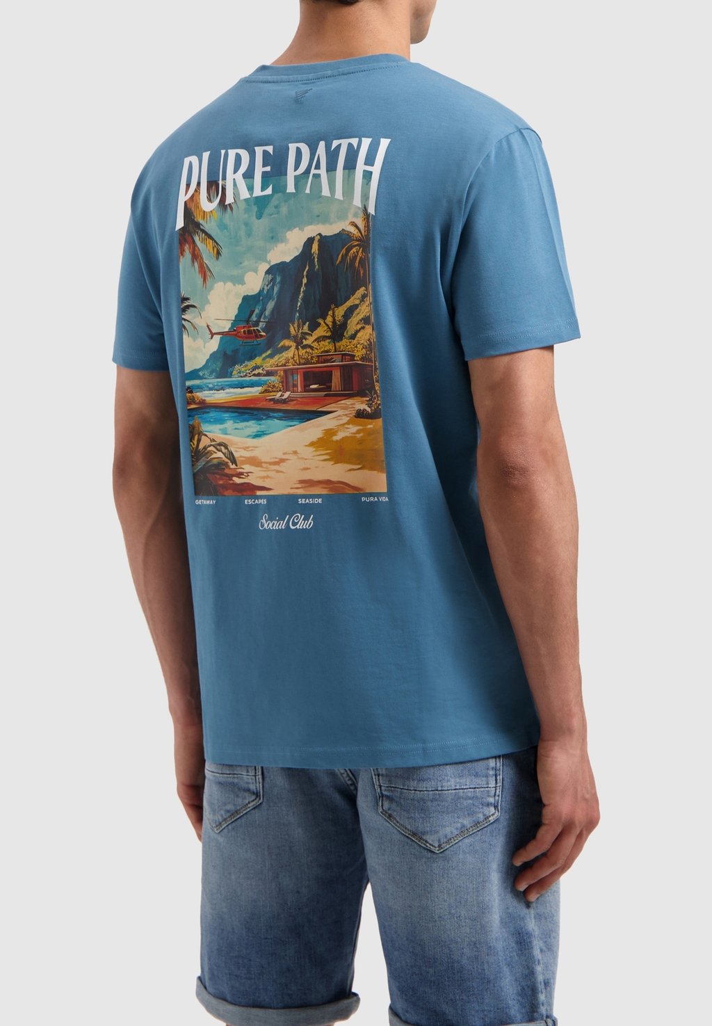 

Футболка с принтом REGULAR FIT CREWNECK Pure Path, синий