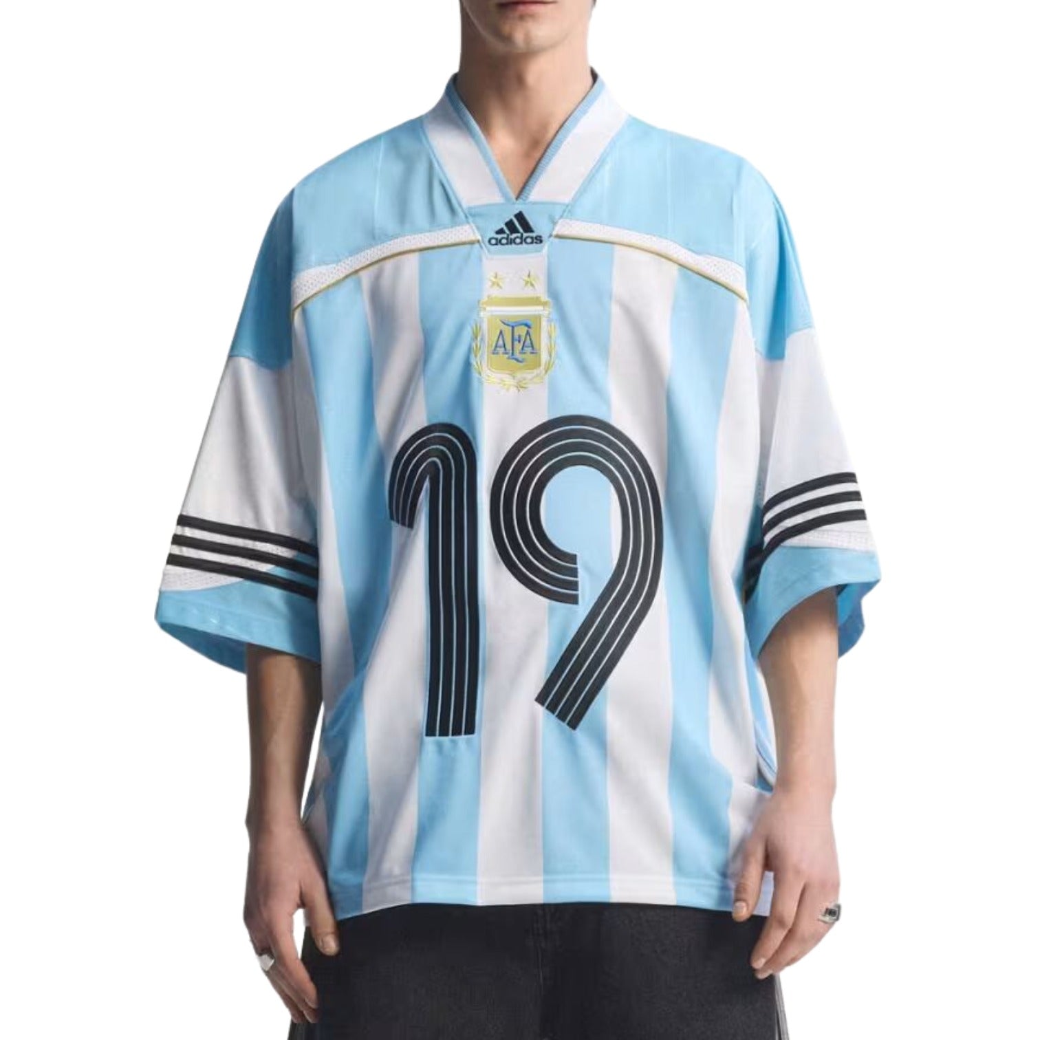 Футболка Adidas Bring Back Remix Argentina 'Clear Blue White Black' — фото 2