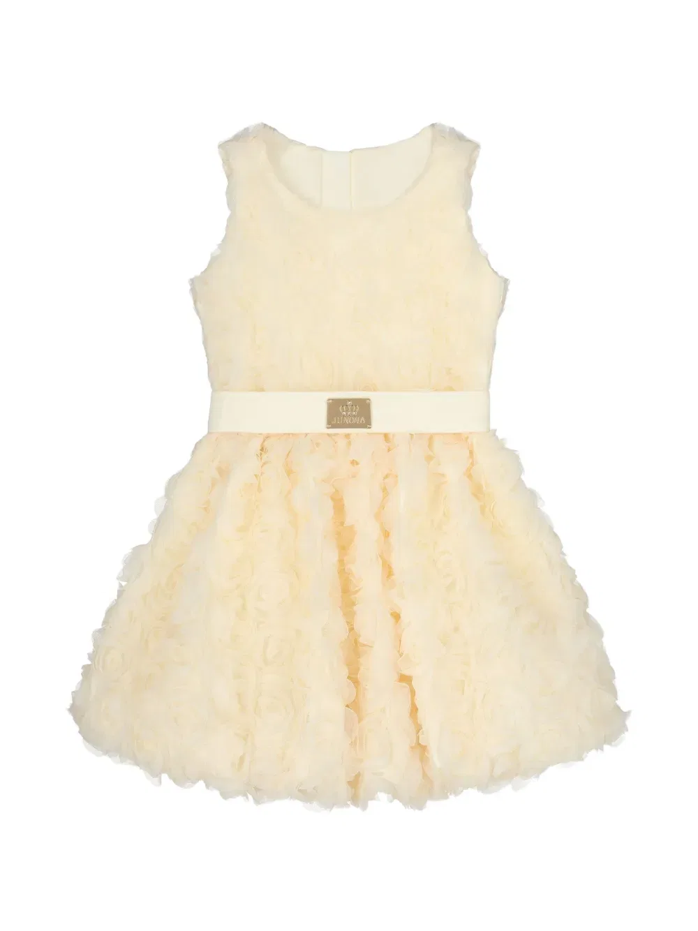 Платье с поясом и цветочной аппликацией Escada Kids, нейтральный