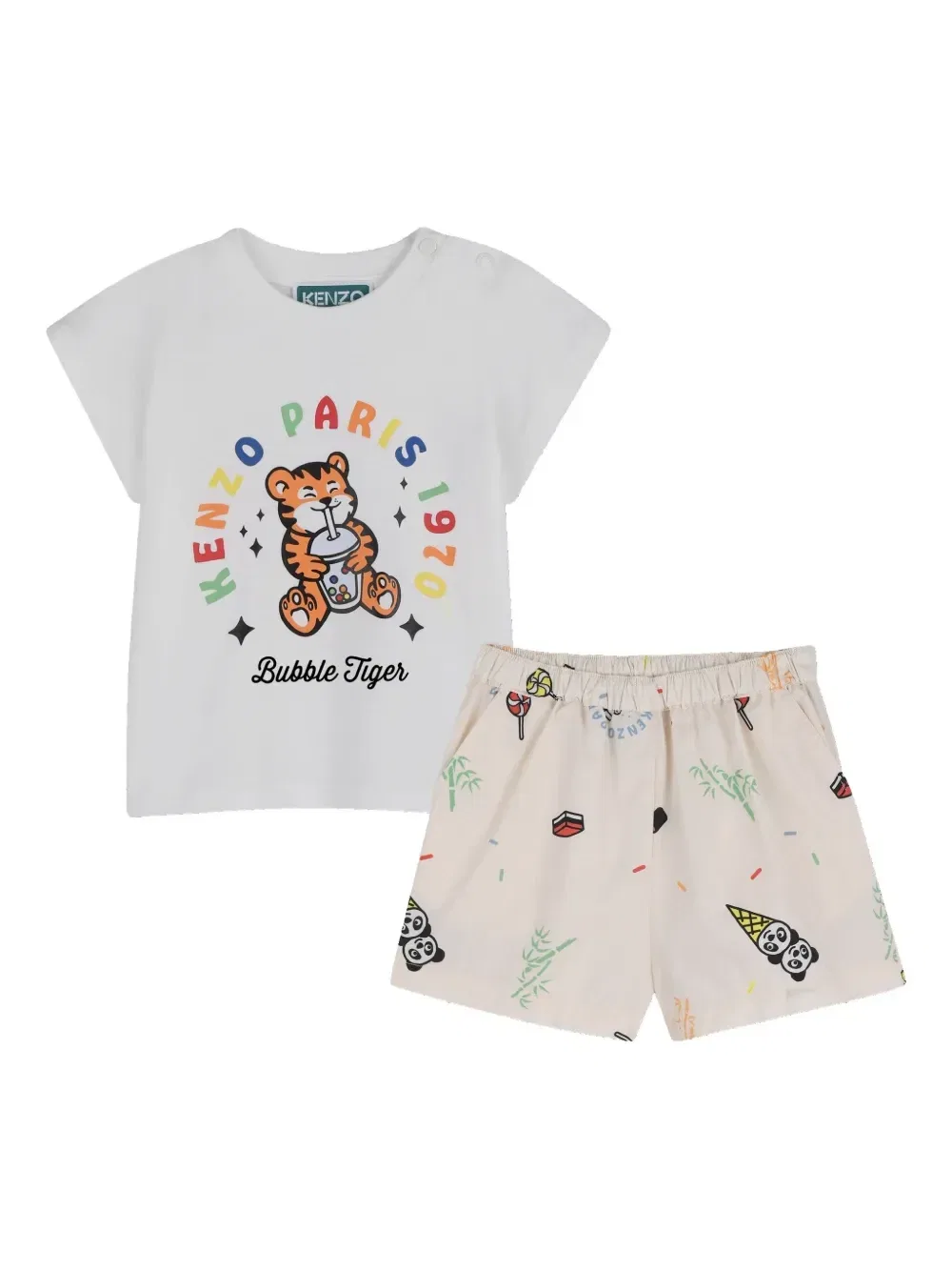 Комплект Bubble Tiger из топа и шорт Kenzo Kids, белый