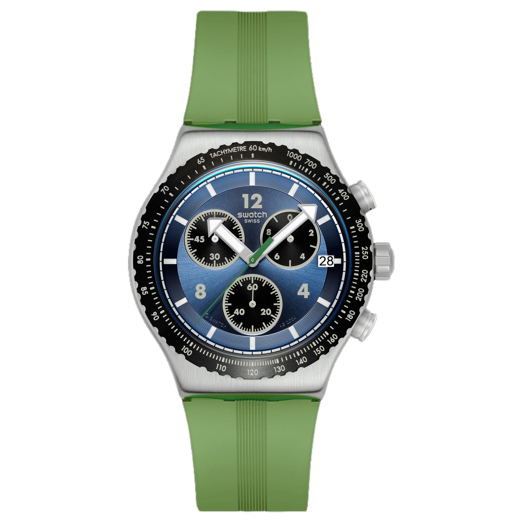 

SWATCH Часы Essentials Collection Quartz Movement Unisex Watch 43mm Blue Dial Stainless Steel Case Silicone Strap, Blue Dial