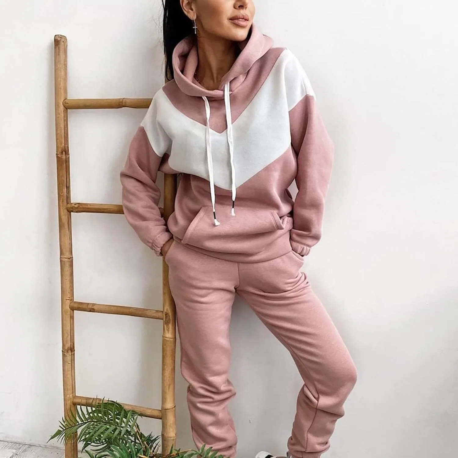 Спортивный костюм из флиса с капюшоном и шортами, 1-pink — фото 2