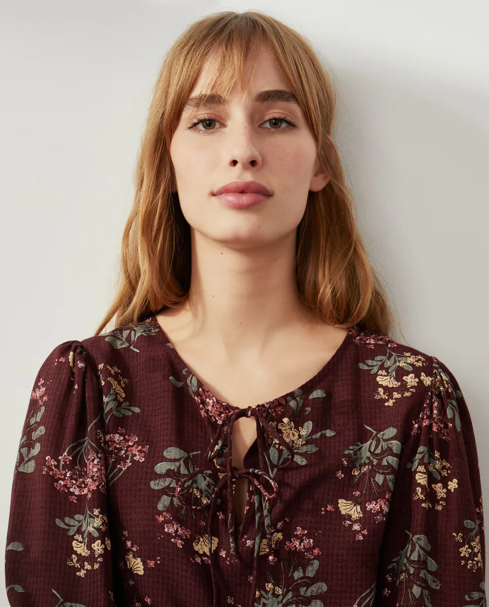 

Блуза с длинным рукавом в принт Southern Cotton, красный