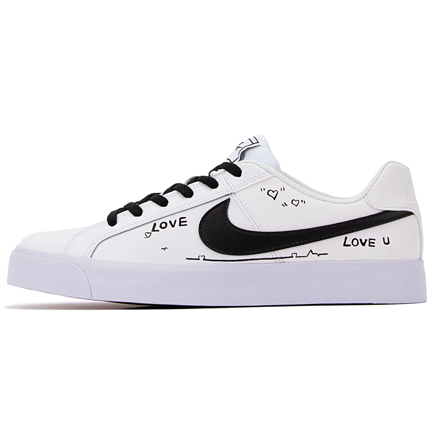 

Кроссовки Nike Court Royale Skateboarding Shoes Men Low-top White/black, черный/белый