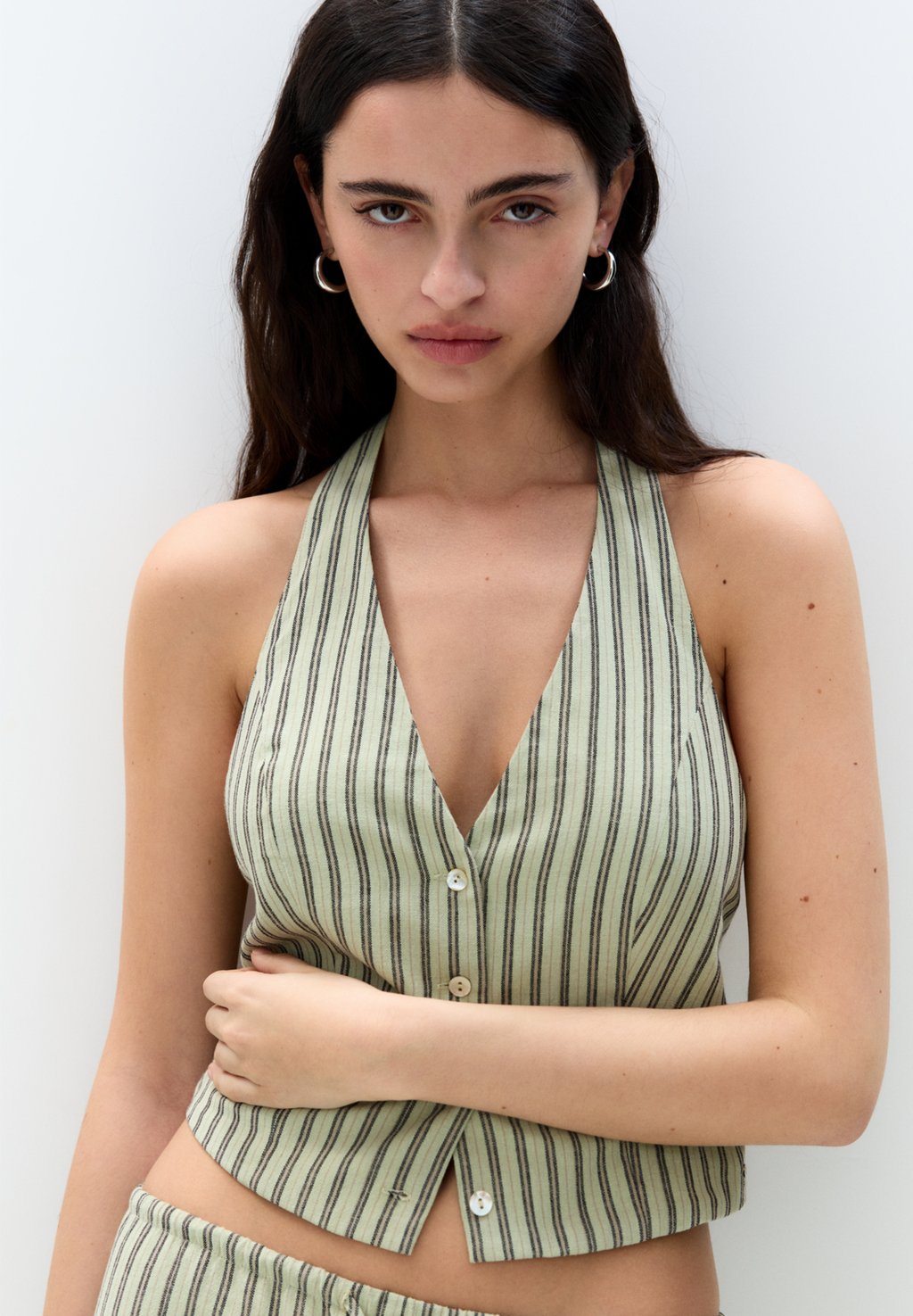 

Топ STRIPED - Blouse PULL&BEAR, хаки
