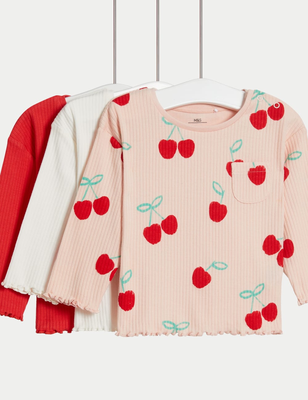 

3 пары топов с высоким содержанием хлопка Marks & Spencer, красный