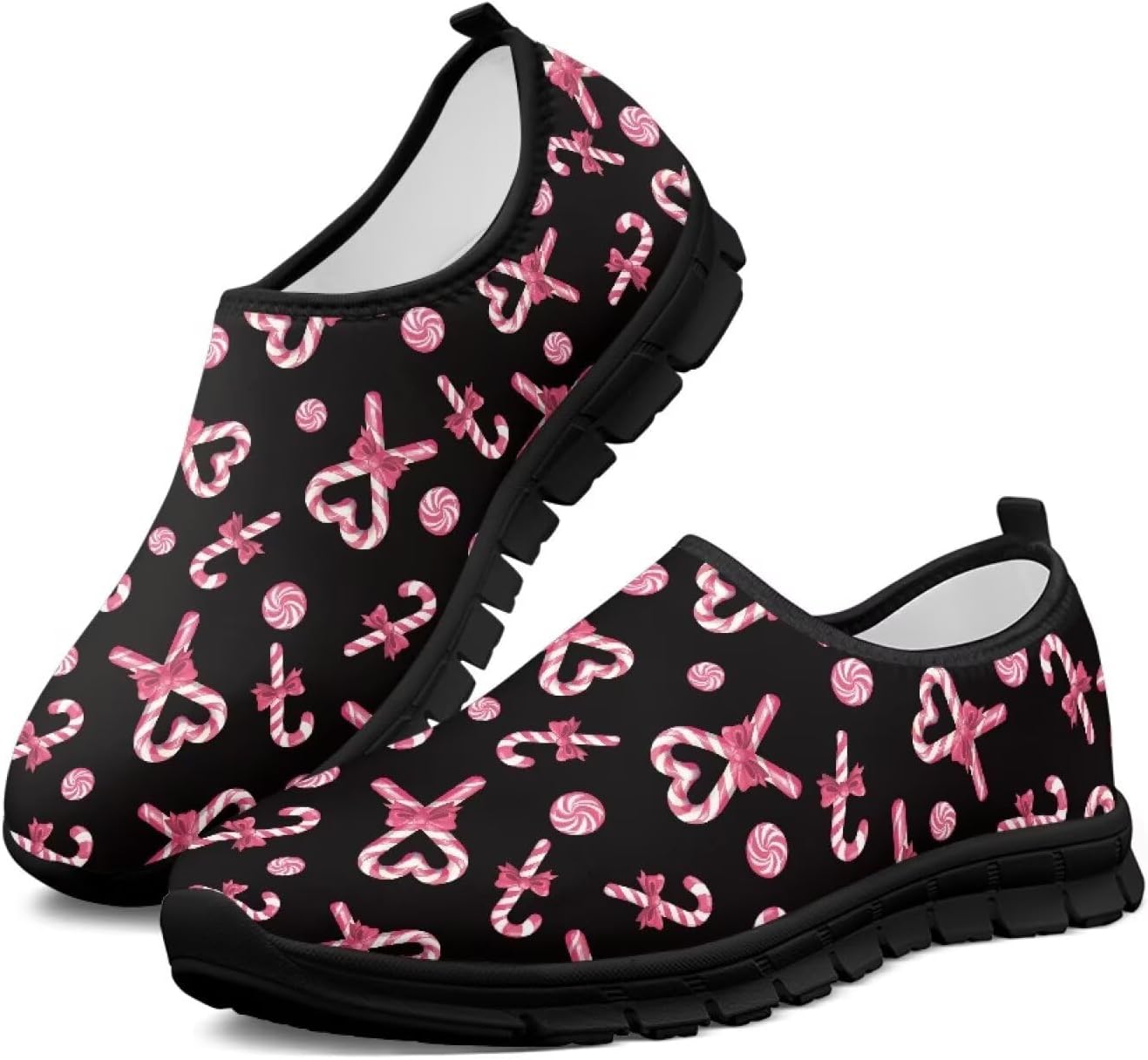 

Рождественские кроссовки для женщин для бега по дороге, ходьбы и тенниса, дышащие легкие обувь, подарок для семьи Chririnla, Heart Candy Cane