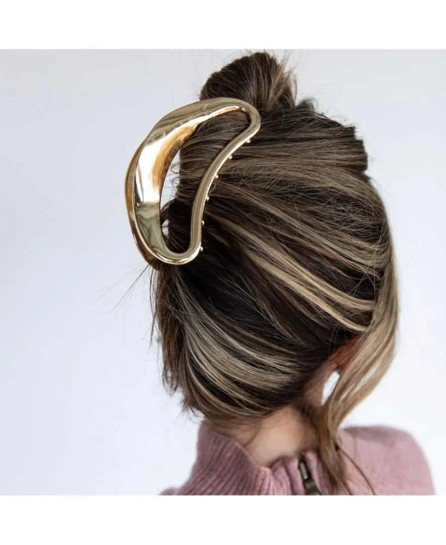 Большая женская металлическая клипса-зажим в форме полумесяца Headbands of Hope, золото — фото 3