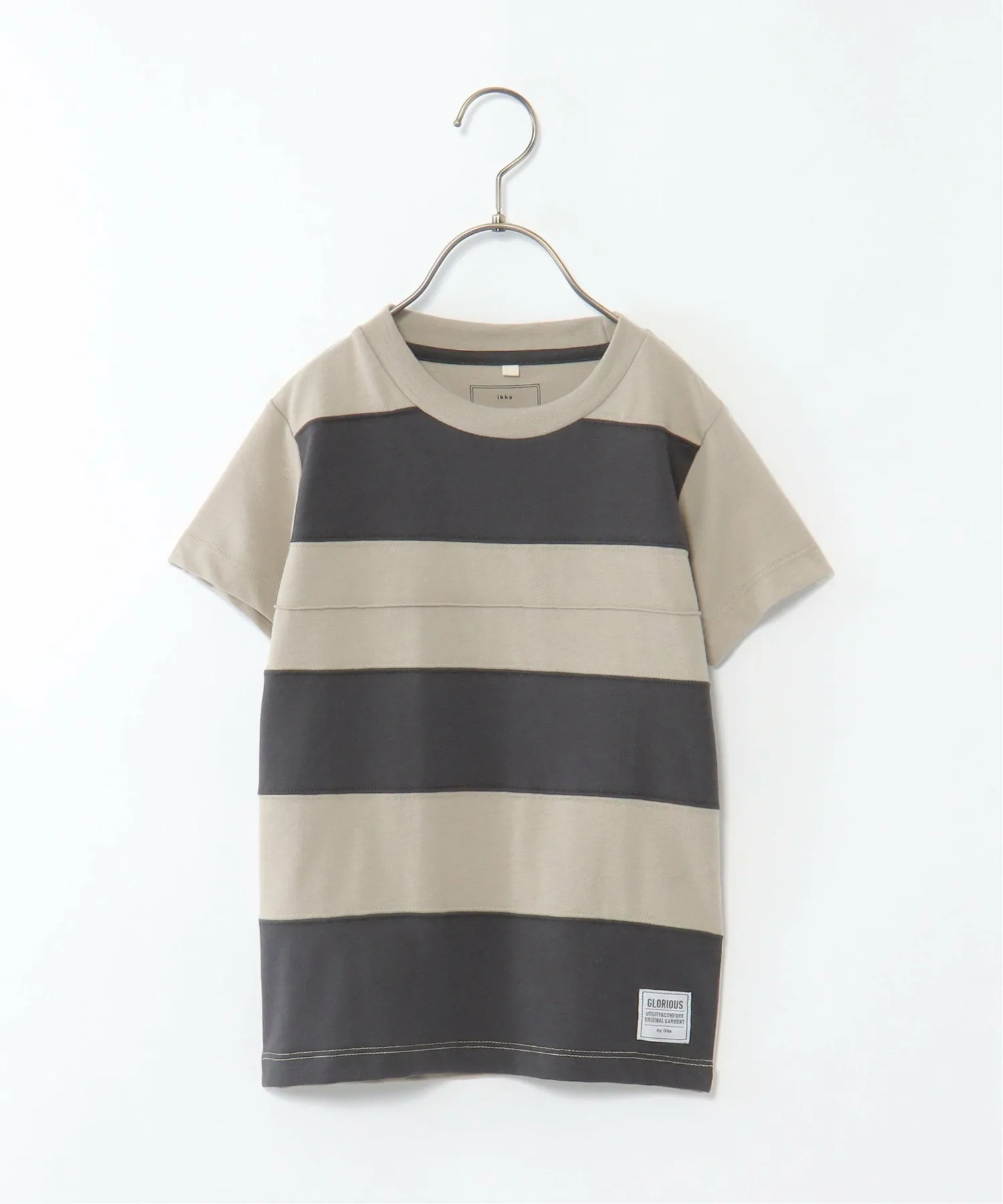 Футболка в полоску с защипами (120~160 см) Ikka, black