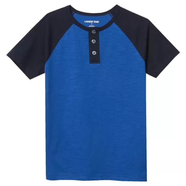 

Футболка хенли с коротким рукавом для мальчиков 2-20 лет Lands' End, цвет cobalt classic navy