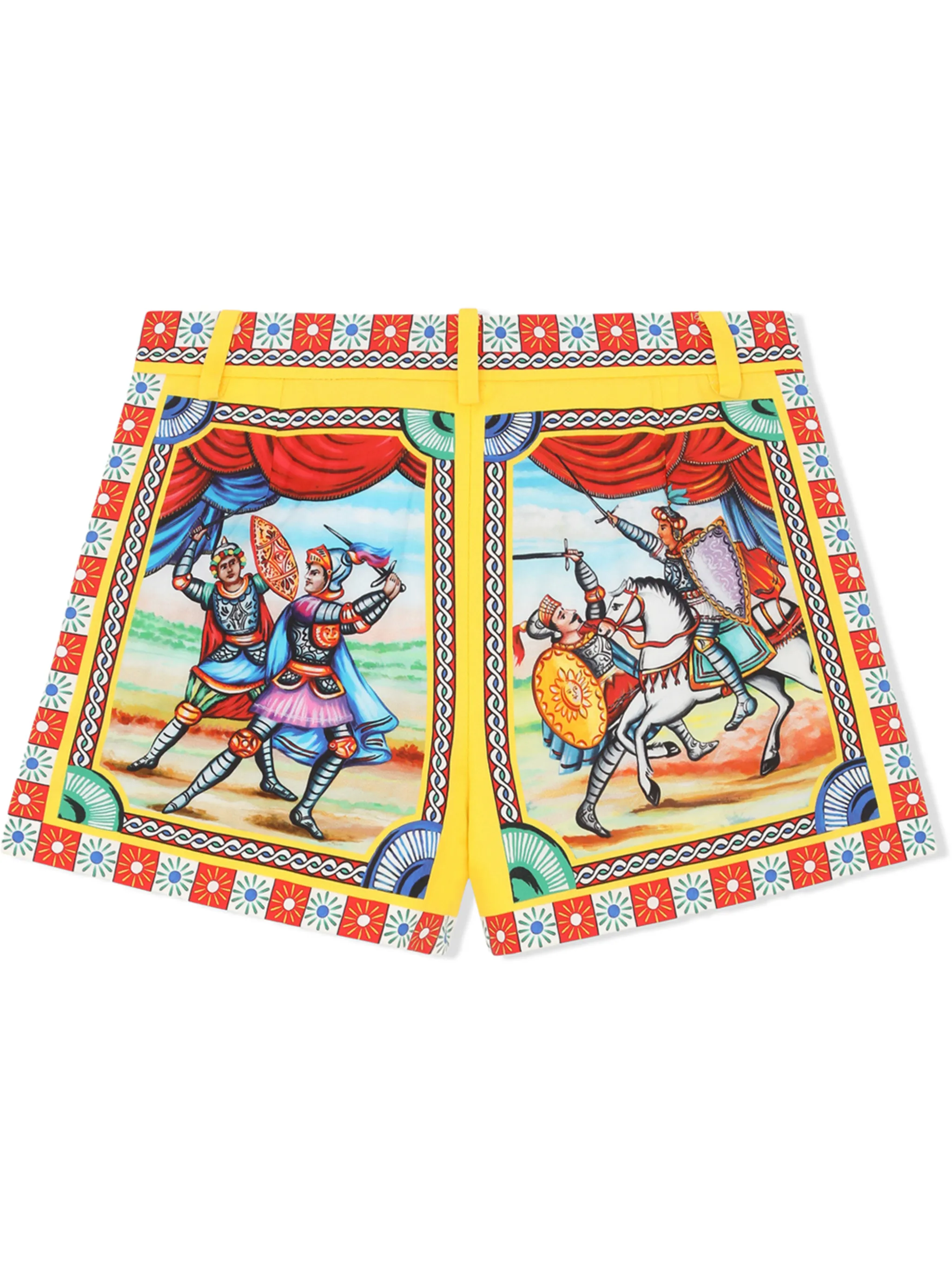 Поплиновые шорты с принтом Carretto Dolce & Gabbana Kids, желтый — фото 2