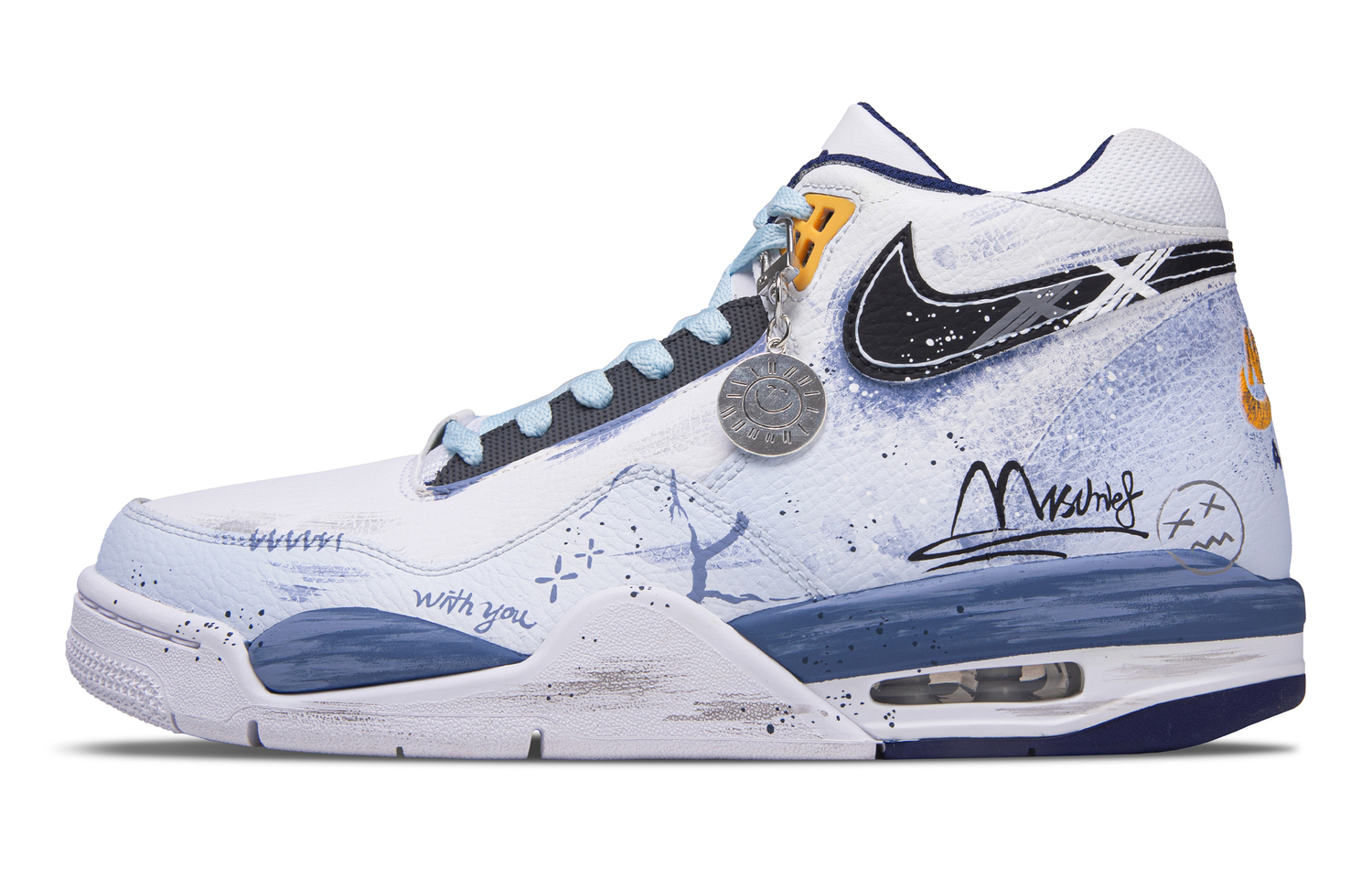 

Легендарные баскетбольные кроссовки Flight Legacy City Of Miracle устойчивые к истиранию мид-топ винтажные мужские Nike, белый/синий